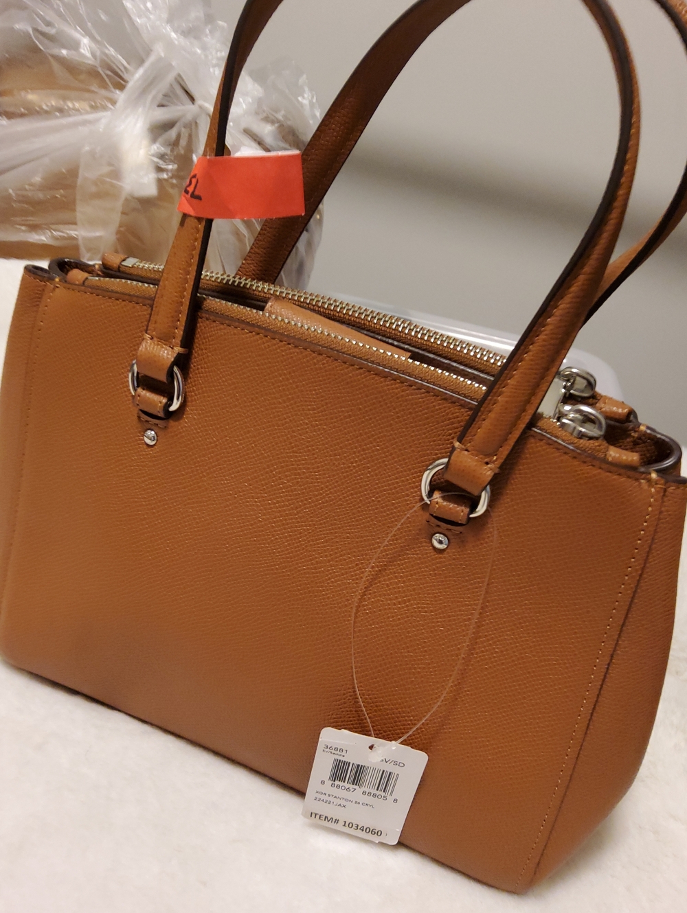 Coach Stanton 26 - Carryall Saddle Brown Crossgrain Leather Satchel Bag - Picture 12 of 16